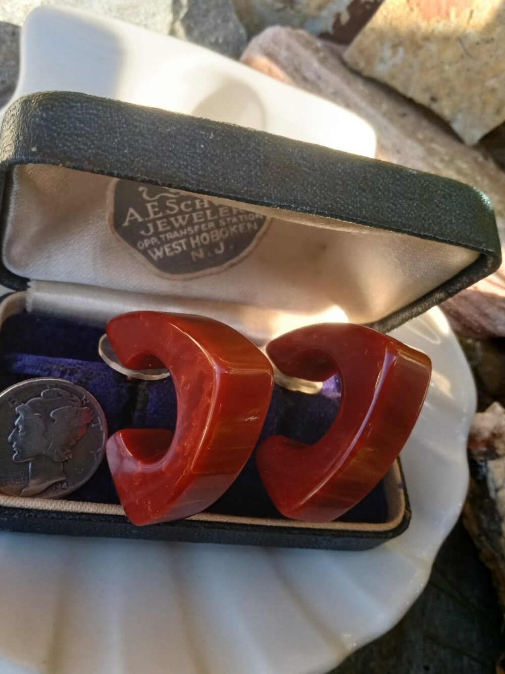 Circa 1940's "Pumpkin Swirl" Bakelite Hoops